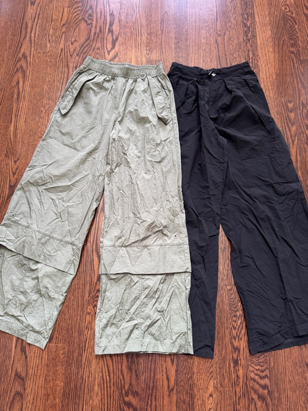 Forever 21 Women Cargo Pants Duo - Light Olive & Black